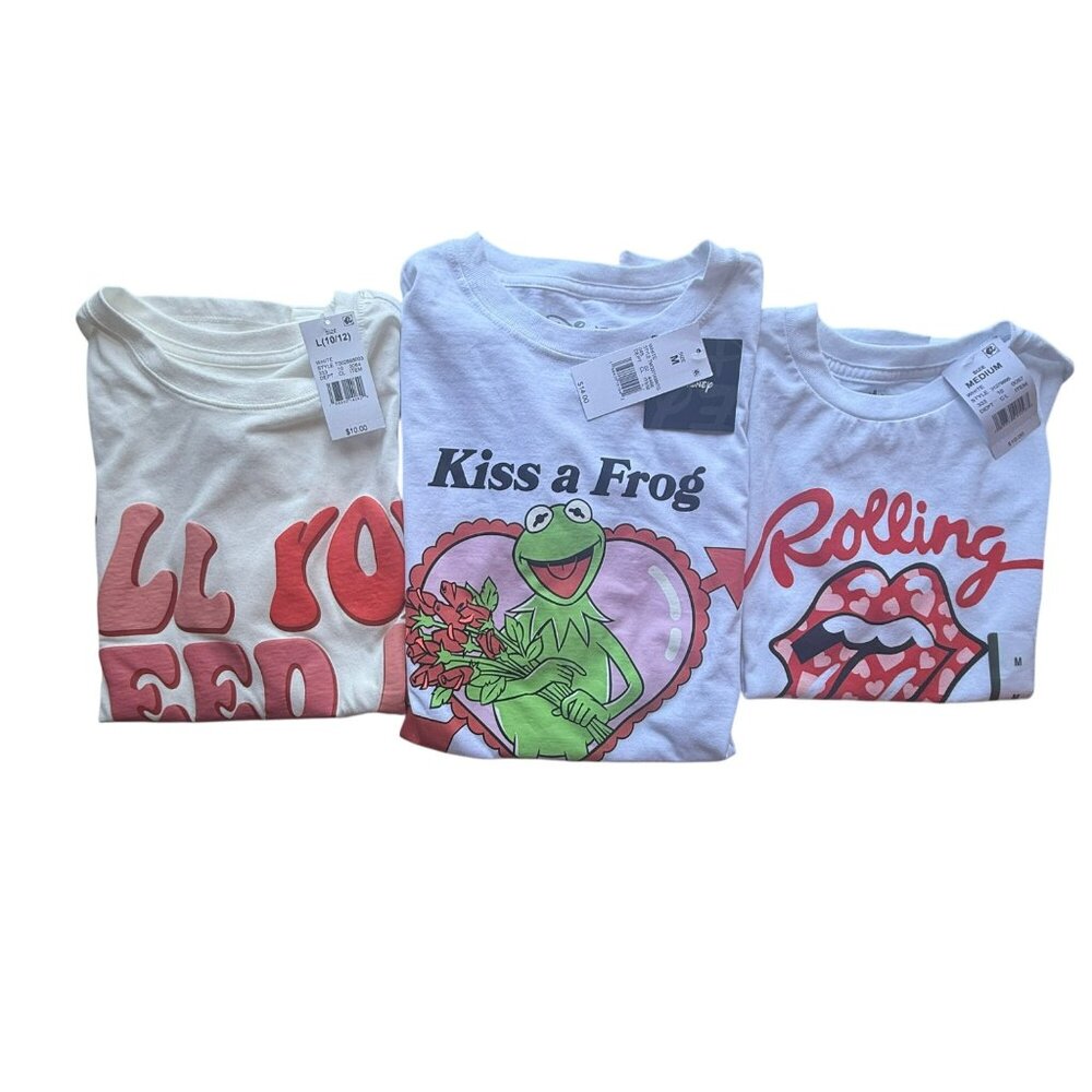 The Beatles Rolling Stones Disney Graphic Tees White Medium Large Unisex